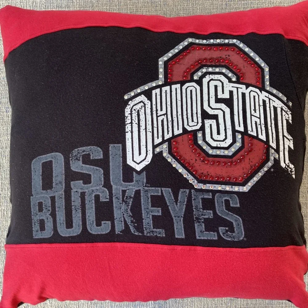 Ohio State University Buckeyes vintage upcycled t-shirt 16x16 throw pillow cover